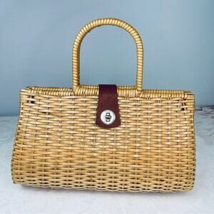 Vintage Wicker Handbag Rockabilly Purse Basket bag